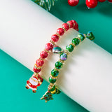 Xpoko Christmas Gifts New Trend Christmas Couple Bracelets for Women Men Handmade Beaded Santa Claus Xmas Tree Bracelet Lovers Friendship Jewelry Gift