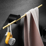 Xpoko European Brushed Gold Wood Towel Rack Bathroom Black Wall Mounted Movable Bath Bar Hanger Toilet Paper Shoes Holder Accessories