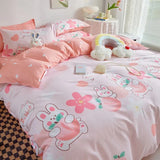 Xpoko Ins Princess Pink Heart Duvet Cover Set Pillowcase Bed Sheet Kids Girls Bedding Set Queen Twin Cute Kawaii Quilt Cover No Filler