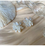 Xpoko Pearl Crystal Fringed Flower Earrings Elegant Personality Studs Ms Jewelry from South Korea