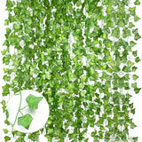 Xpoko 12pcs 2M Ivy Green Fake Leaves Garland Plant Vine Foliage Home Decor Plastic Rattan String Wall Decoration Artificial Plants