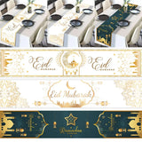 Xpoko Ramadan Decoration Table Runner EID Mubarak Decor 2024 For Home Tablecloth Ramadan Kareem Islamic Muslim Party Eid Al-Fitr Gifts