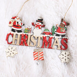 Xpoko Wooden Christmas Hanging Pendants Xmas Tree Ornaments Cartoon Santa Claus Elk Snowman 2023 Merry Christmas Decor Happy New Year