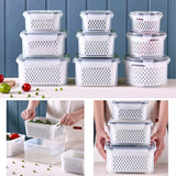 Xpoko 1pcRefrigerator Storage Box FreshVegetable Fruit Boxes Drain Basket Storage Containers Pantry Kitchen Organizer Fridge Organizer