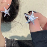 Xpoko Lizakosht Star Earrings with Rhinestones Simple Classic Jewelry