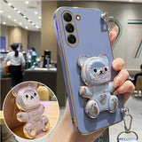 Xpoko Quicksand Bear Holder Lanyard Phone Case For Samsung Galaxy S23 S21 S20 S22 S10 Note 10 20 S24 Plus Ultra S21 Fe Stand Cover