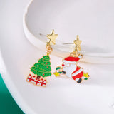 Xpoko Christmas Gifts New Trend Asymmetric Christmas Earrings for Women Cute Bear Santa Claus Christmas Tree Snowman Drop Earrings Girls Party Jewelry