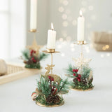 Xpoko Christmas Golden Wrought Iron Candlestick Snowflake Elk Pendants Christma Oranments Merry Christmas Decor Happy New Year 2025