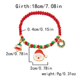 Xpoko Christmas Gifts Merry Christmas Multicolor Rice Beads Bracelet for Women Snowman Santa Claus Crutch Wreath Pendant Bracelets New Year Jewelry