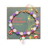 Xpoko Christmas Gifts Christmas Drip Oil Santa Claus Beaded Bracelets for Women Handmade Crystal Beads Christmas Tree Sock Charm Bracelet Jewelry Gift