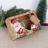 Xpoko Christmas Candy Cookies Boxes Kraft Paper Gift Box Food Bakery Treat Boxes with Clear Window Navidad decor Xmas Gift Bag Noel