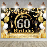 Xpoko Happy 60th Birthday Backdrop Background Banner For Man Woman Balloon Door Curtain 60 Years Anniversary 60 Birthday Party Decor