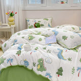 Xpoko Cartoon Dinosaur Bedding Set Bed Flat sheet Pillowcase Twin Full Queen Princess Style Bed Linen Kids Girls Duvet Cover No Filler