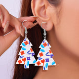 Xpoko Christmas Gifts Mixed Style Acrylic Christmas Earrings for Women Pattern Christmas Tree Black Cat Santa Claus Drop Earrings Girls Party Jewelry