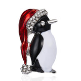 Xpoko Christmas Gifts Luxury Rhinestone Christmas Tree Brooches for Women Exquisite Crystal Penguin Elk Snowman Brooch Pins Corsage Christmas Jewelry