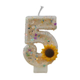 Xpoko Sunflower Birthday Candles for Cake Glitter 1st Birthday Number Candles for Girls Cupcake Decoration Decor Topper