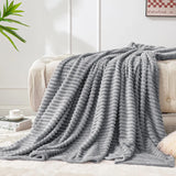 Xpoko Grey Throw Blanket for Couch 3D Ribbed Jacquard Soft Warm Decorative Fuzzy Blanket Cozy Lightweight Throw Blankets for Bed, Sofa