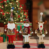 Xpoko Telescopic Long Legs Snowman Santa Claus Elk Doll Christmas Party Ornament Merry Christmas Decor Gift Happy New Year 2025