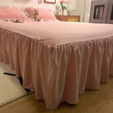 Xpoko Pink Ruffled Seersucker Duvet Cover Set 3/4pcs Soft Lightweight Down Alternative Grey Bedding  with Bed Skirt and Pillowcases