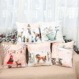 Xpoko Christmas Christmas Cushion Cover Peach Skin Pillowcase Elk Throw Pillow 2024 Xmas Gifts Sofa Decorative Cushions Christmas Pillow Covers