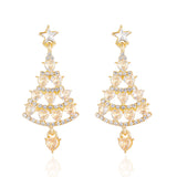 Xpoko Christmas Gifts Luxury Colorful Rhinestone Christmas Tree Dangle Earrings for Women Exquisite Zircon Star New Year Earrings Girls Party Jewelry