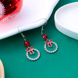 Xpoko New Crystal Christmas Tree Tassel Earrings for Women Trendy Rhinestone Snowflake Bow Round Drop Earring Girls Christmas Jewelry