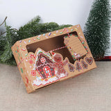 Xpoko Christmas Candy Cookies Boxes Kraft Paper Gift Box Food Bakery Treat Boxes with Clear Window Navidad decor Xmas Gift Bag Noel