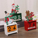 Xpoko Christmas Wooden Calendar Cartoon Santa Claus Snowman Elk New Year Calendar Desktop Ornaments Merry Christmas Decor 2024