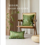 Xpoko Chinese style green bamboo leaf back cushion cover sofa wait pillowcase silk satin fabric wait pillow cover