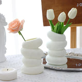 Xpoko 1PC Plastic Spiral White Vase Nordic Creative Flower Arrangement Container For Kitchen Living Bedroom Home Decoration Ornament