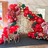 Xpoko Christmas Party Balloon Set Candy Cane Aluminum Film Balloon Red Green White Christmas New Year Balloon Chain Arch Wreath Set