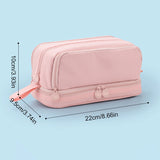 Xpoko back to school Large Capacity Pencil Case Simple Solid Color Stationery Box Double Layer Multifunctional Pen Pouch Students School Supplies