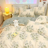 Xpoko Ins Floral Bedding Set with Duvet Cover Flat Sheet Pillowcases New Summer No Filler Full Queen Size Hotel Home Soft Bed Linens