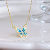 Xpoko Fashion Trend Unique Design Elegant Exquisite Light Luxury Enamel Butterfly Necklace Female Jewelry Party Premium Gift Wholesale