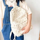 Xpoko Korean Student School Backpack Floral White School Bags for Teenage Girls Cute Women's Backpack Brand Book Bag Nylon Rucksack