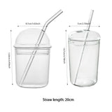 Xpoko Drinking Glasses with Dome Lids and Glass Straw Can Shaped Glass Cups Beer Glasses Iced Coffee Tumbler Cup DIY Drinkware