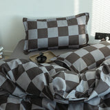 Xpoko Black and Grey Checkered Pattern Duvet Cover with Pillowcase Minimalist Style Bedding Set Quilt Cover Queen King Size No Filler