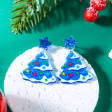 Xpoko Christmas Gifts Classic Green Christmas Tree Acrylic Printed Earrings for Women Cartoon Pattern Red Star Gloves Drop Earring Xmas Jewelry Gifts