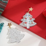 Xpoko Christmas Gifts New Fashion Acrylic Christmas Tree Earrings for Women Cute Santa Claus Snowflake Gingerbread Man Splicing Wooden Earring Jewelry