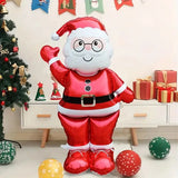 Xpoko Huge Standing 2024 Christmas Balloons Santa Claus Xmas Balloons Merry Christmas Holiday Decoration Aluminum Film Balloon