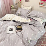 Xpoko Ins Princess Pink Heart Duvet Cover Set Pillowcase Bed Sheet Kids Girls Bedding Set Queen Twin Cute Kawaii Quilt Cover No Filler