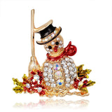 Xpoko Christmas Gifts Luxury Rhinestone Christmas Tree Brooches for Women Exquisite Crystal Penguin Elk Snowman Brooch Pins Corsage Christmas Jewelry