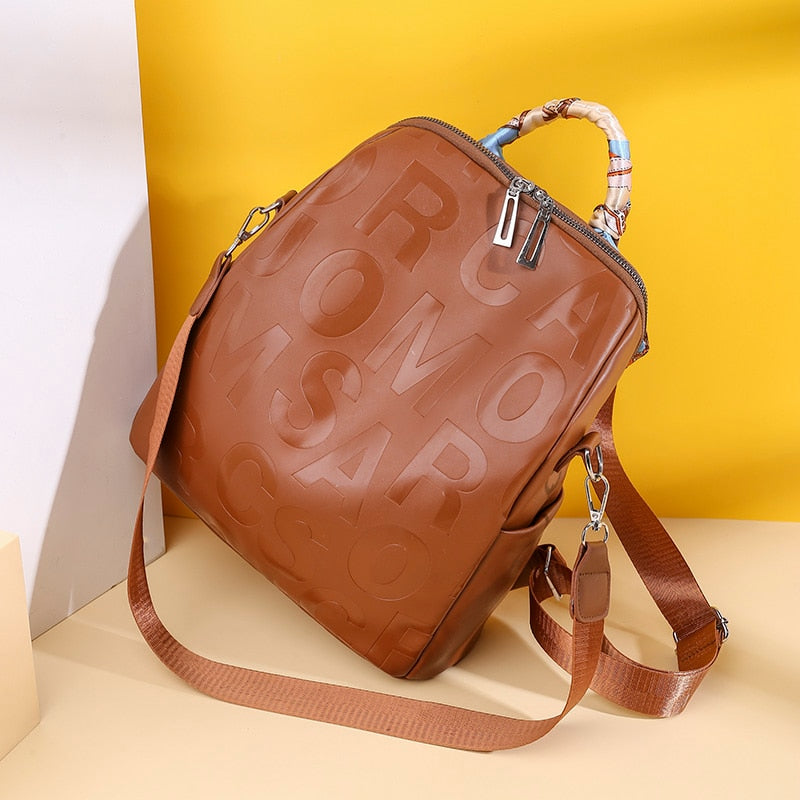 Xpoko New Women Ribbon Backpacks Designer High Quality Soft Leather Letters Back Bag Brand Female Travel Bags Mochilas Mujer Backbags