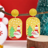 Xpoko Christmas Gifts New Fashion Acrylic Christmas Tree Earrings for Women Cute Santa Claus Snowflake Gingerbread Man Splicing Wooden Earring Jewelry