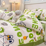 Xpoko Cartoon Dinosaur Bedding Set Bed Flat sheet Pillowcase Twin Full Queen Princess Style Bed Linen Kids Girls Duvet Cover No Filler