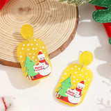 Xpoko Christmas Gifts New Fashion Acrylic Christmas Tree Earrings for Women Cute Santa Claus Snowflake Gingerbread Man Splicing Wooden Earring Jewelry