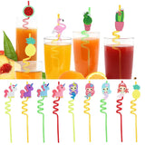 Xpoko 4pcs Rainbow Birthday Party Supplies Reusable Drinking Rainbow Plastic Straws for Girls Rainbow Cloud Themed Party Favors Decor