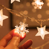Xpoko 1.5M/3M Snowflake LED String Lights Fairy Lights Festoon Led Light Battery Operated Garland New Year 2024 Christmas Decoration