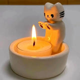 Xpoko 1/2pcs Kitten Candle Holder Creative Warming Paws Cartoon Candle Holder Wedding Birthday Party Anniversary Home Decor Atmosphere