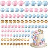 Xpoko 20Pcs Balls Cake Topper Pink Blue Gold Cake Balls Baking Decoration Birthday Wedding Anniversary Cake Picks Insert Toppers Decor